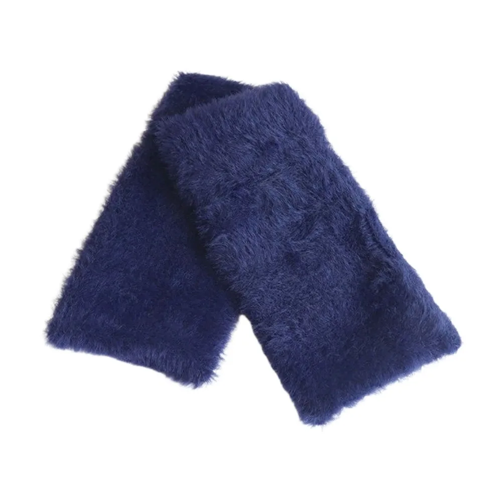 Fashion Faux Fur Knitted Gloves Thick Warm Half Mittens Exposed Finger Windproof Cold Proof Fingerless Gloves Autumn Winter