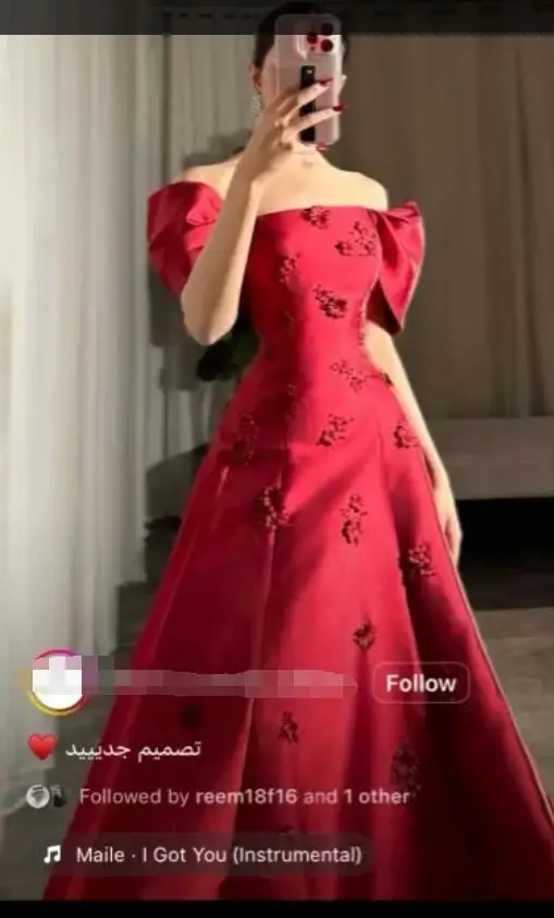 OLOEY Red Evening Dresses Arabic Women Short Sleeves Off Shoulder Handmade Flowers Prom Gowns Vintage Formal Party Dress