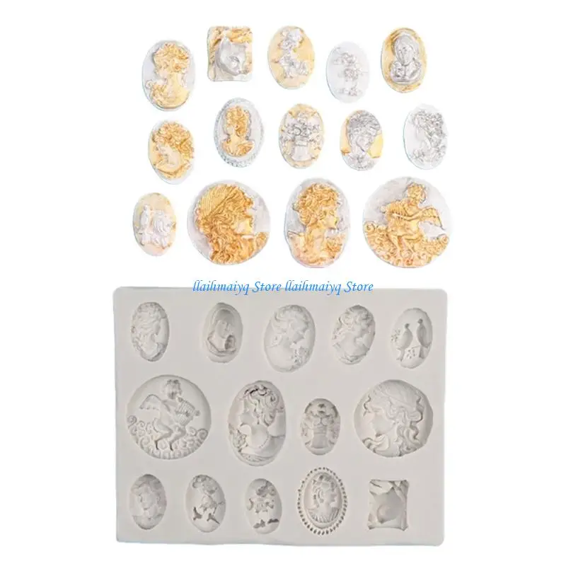 573B Multipurpose Silicone Relief Mould Featuring Lady Head Designs For Artisanal Creation And Gift