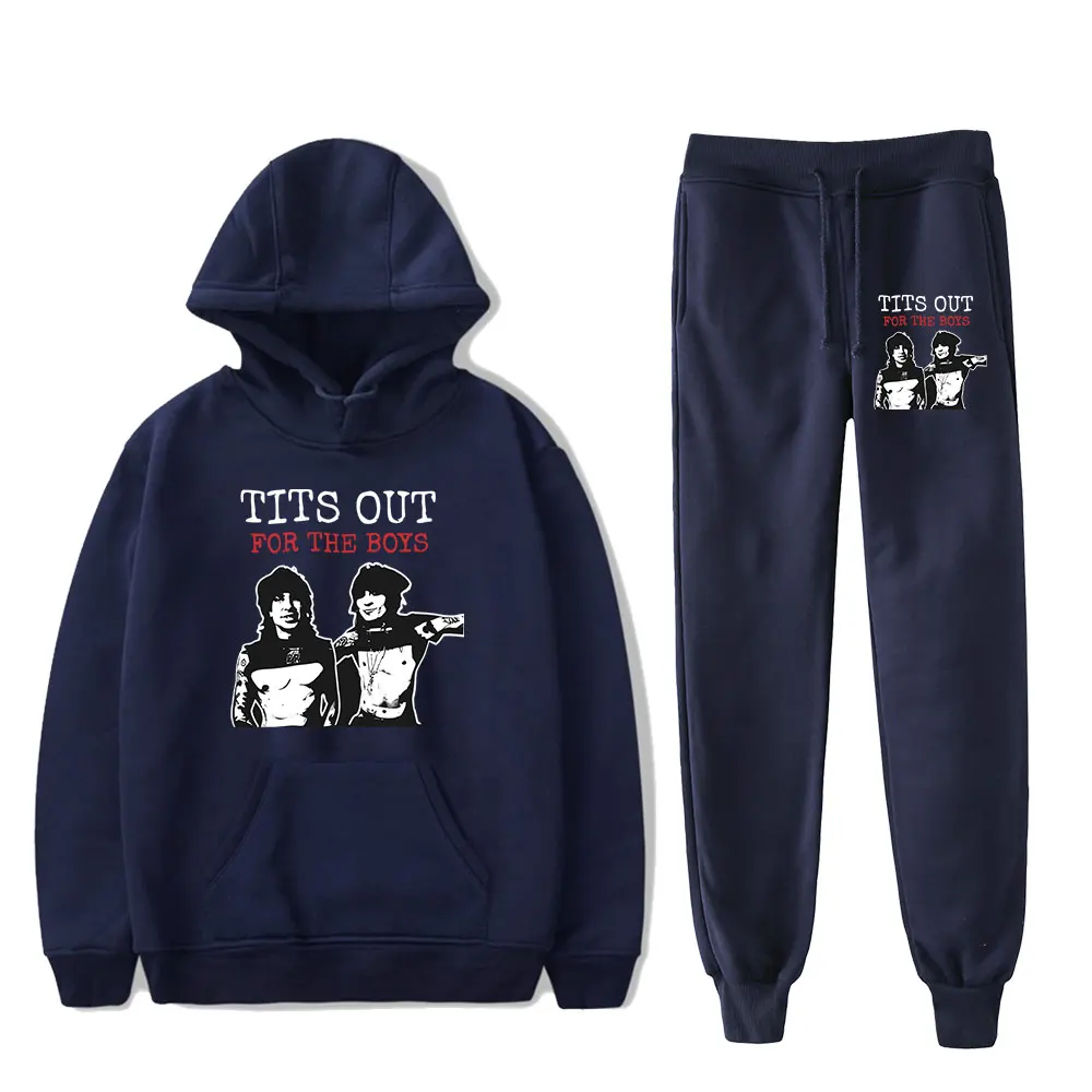 Jake Webber Merch tits out for the boys Hooded sets Drawstring Pockets Sweatshirt Set Men/women rapper hip hop  Pullover