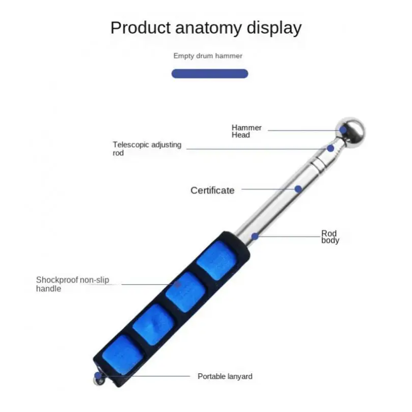 Extendable Empty Drum Hammer Tile Inspection Hammer Telescopic Wall Room Test Ceilings Detection Roofing HammerTool Rod