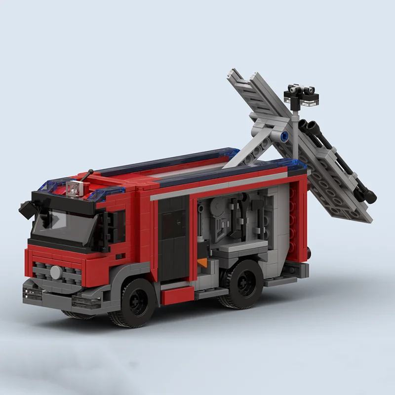 Feuerwehr Fahrzeug Modell Moc Bausteine Urban Fire Engineering Fahrzeug Technologie Blöcke Montage Geschenk Bau Spielzeug