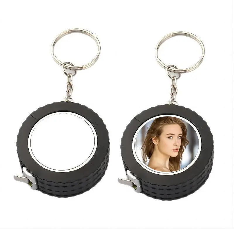 10pcs/lot Metal Keychain Tape Measure 1 Meter Portable Mini Sublimation Tire Style Tape Measure Keychains in Custom Printing