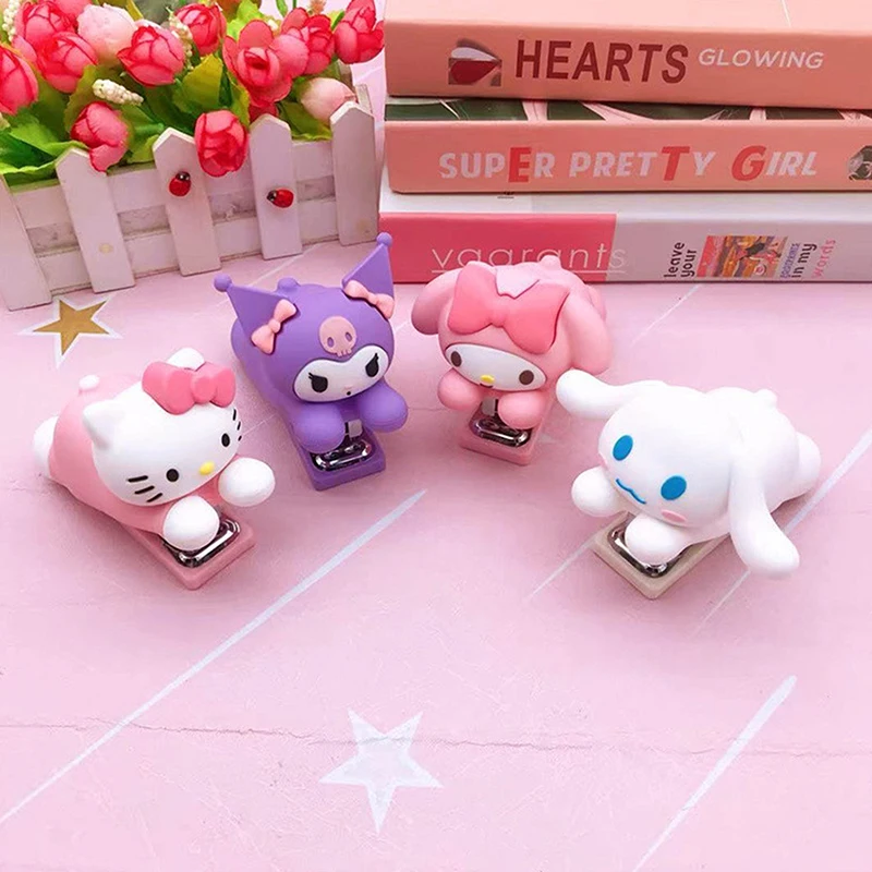 Sanrio Hello Kitty Stapler School Supplies Anime Cute Small Binding Machine Office Stationery Kawaii Office Desk Accessories