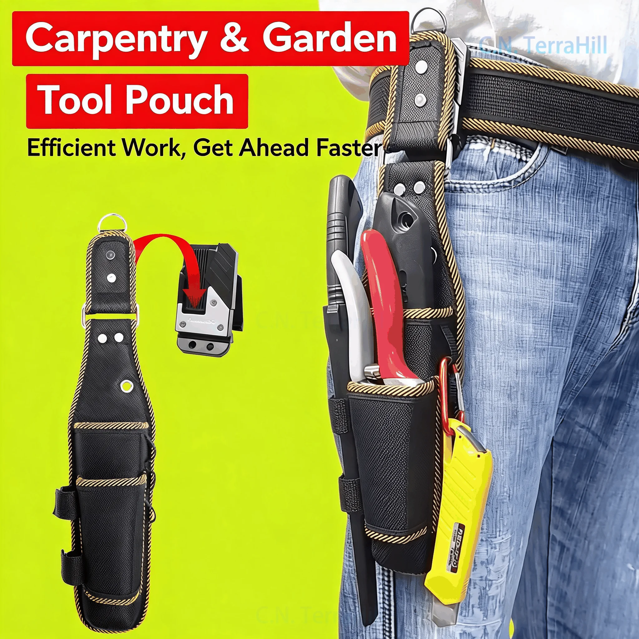 Folding Pruning Saw with Quick-Release Belt Holster for Gardening and Woodworking