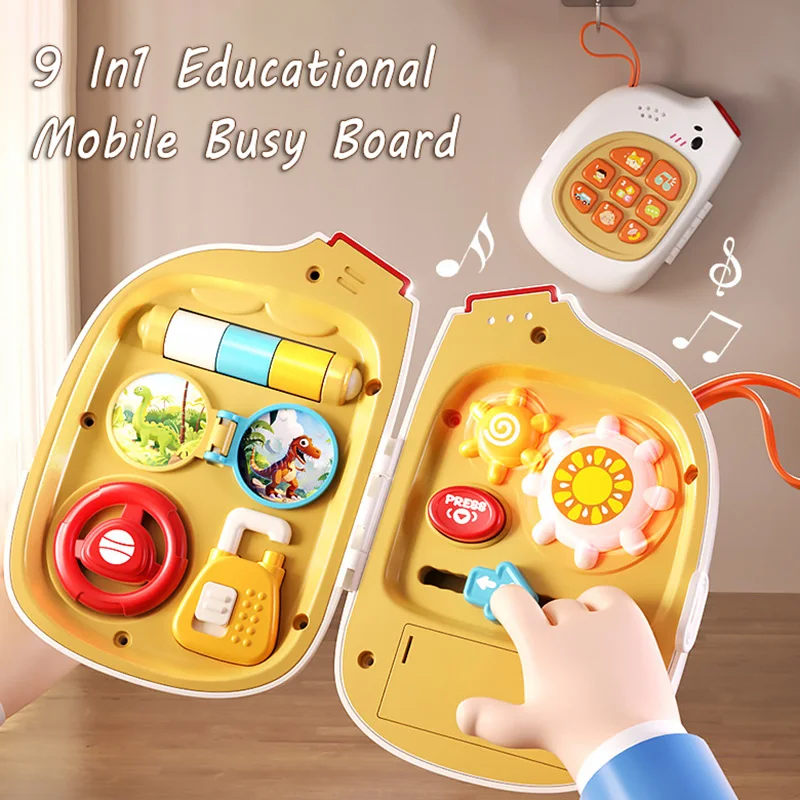 مونتيسوري مجلس مشغول لعبة الأنشطة الحسية ، لعبة التظاهر الطفل ، موسيقى الهاتف ، محاكاة التبديل ، متعددة الوظائف ، ألعاب السفر التعليمية #1