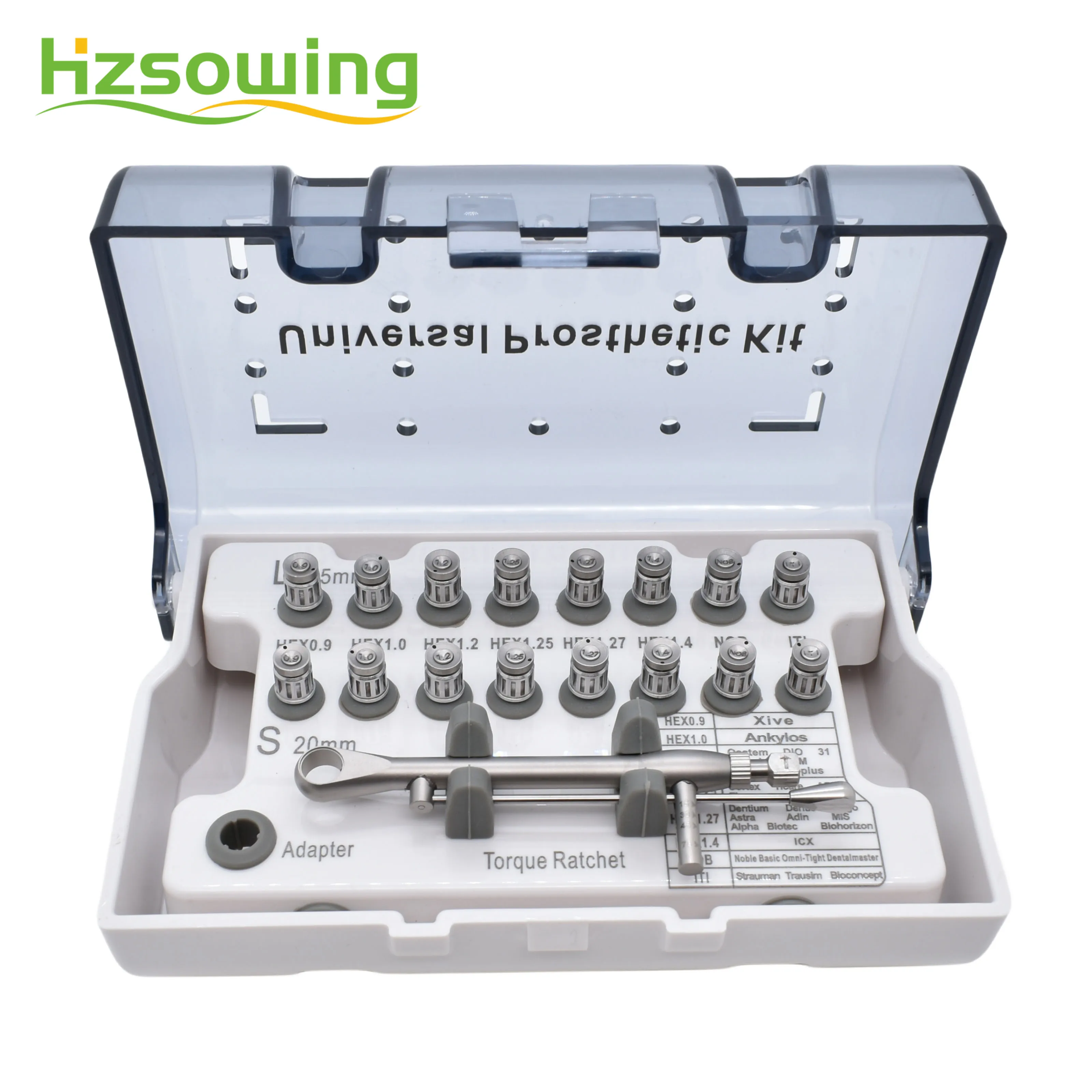 Universal Implant Kit Dentistry Tools Screwdriver Wrench Dental Implant Torque Wrench Ratchet 10-70NCM with Drivers & Wrench