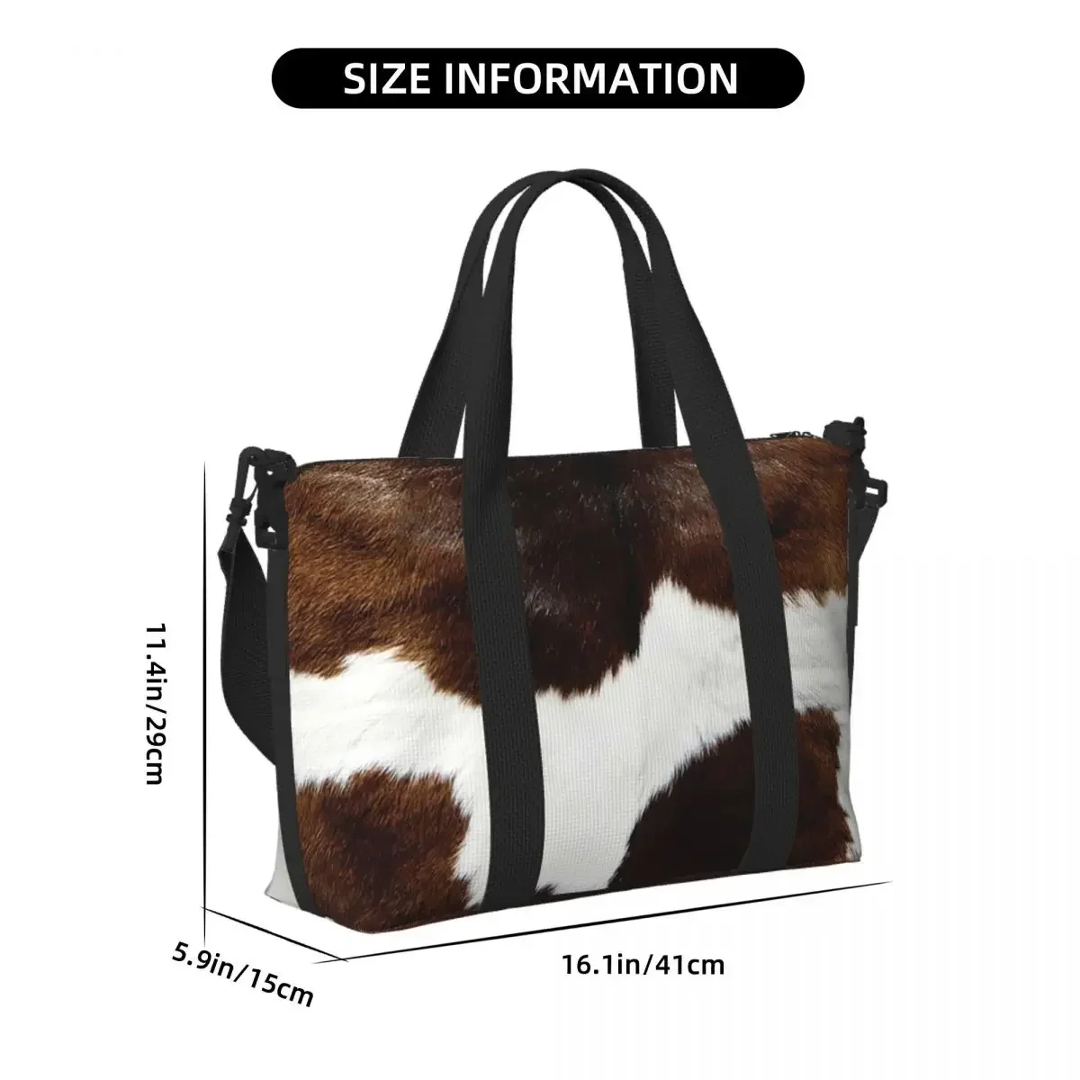 Custom Rustic Ranch Cow Print Beach Travel Bag Large Capacity Tote Bags For Gym Sport Women Shopping Duffle Shoulder Bag
