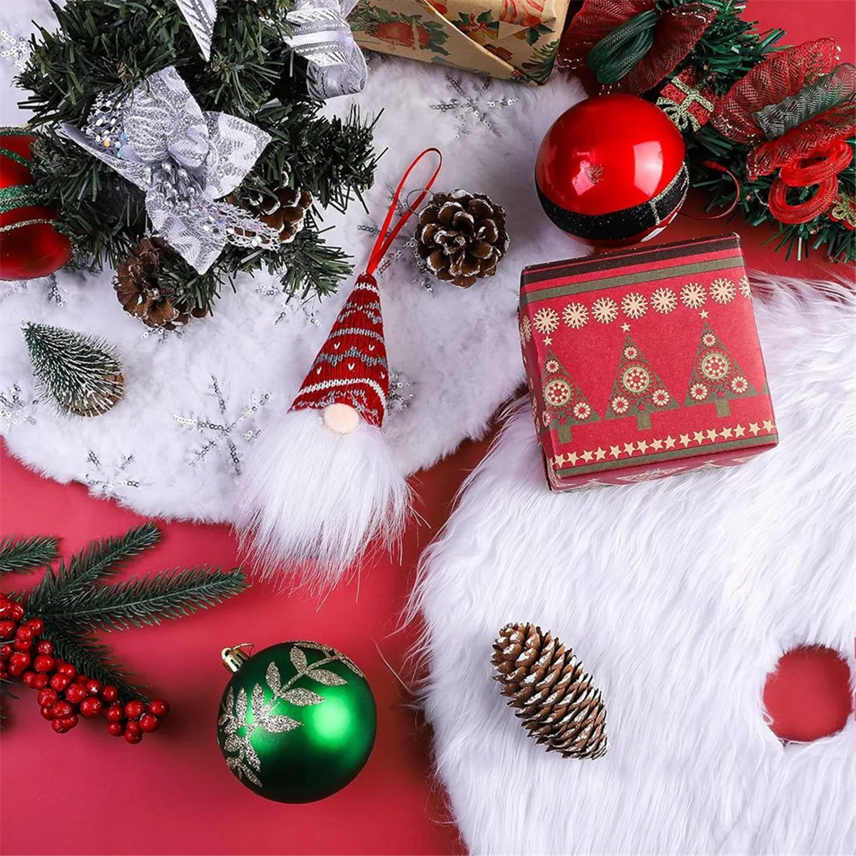 تنورة شجرة عيد الميلاد ABJS تنورة شجرة عيد الميلاد الصغيرة تنورة شجرة بيضاء تنورة شجرة عيد الميلاد البيضاء مع وسادة شجرة الثلج