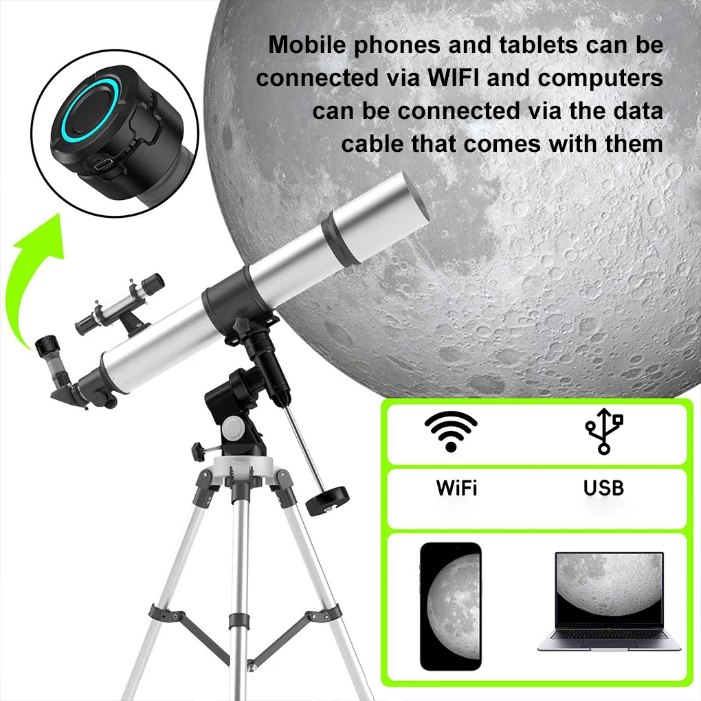 ABS HOT Upgraded 4K HD WIFI Electronic Eyepiece Astronomical Telescope Camera Built In 1600mAh