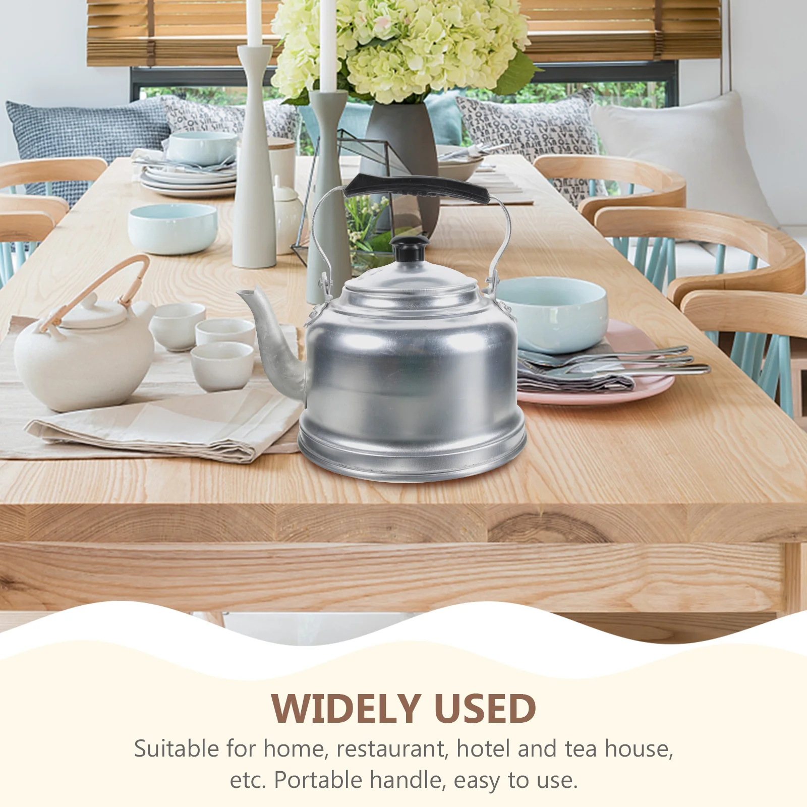 

Capacious Whistling Aluminum Stovetop Kettle Wear Resistant Tea Pot Water Boiler Household Coffee Heating Pot with Non-Slip