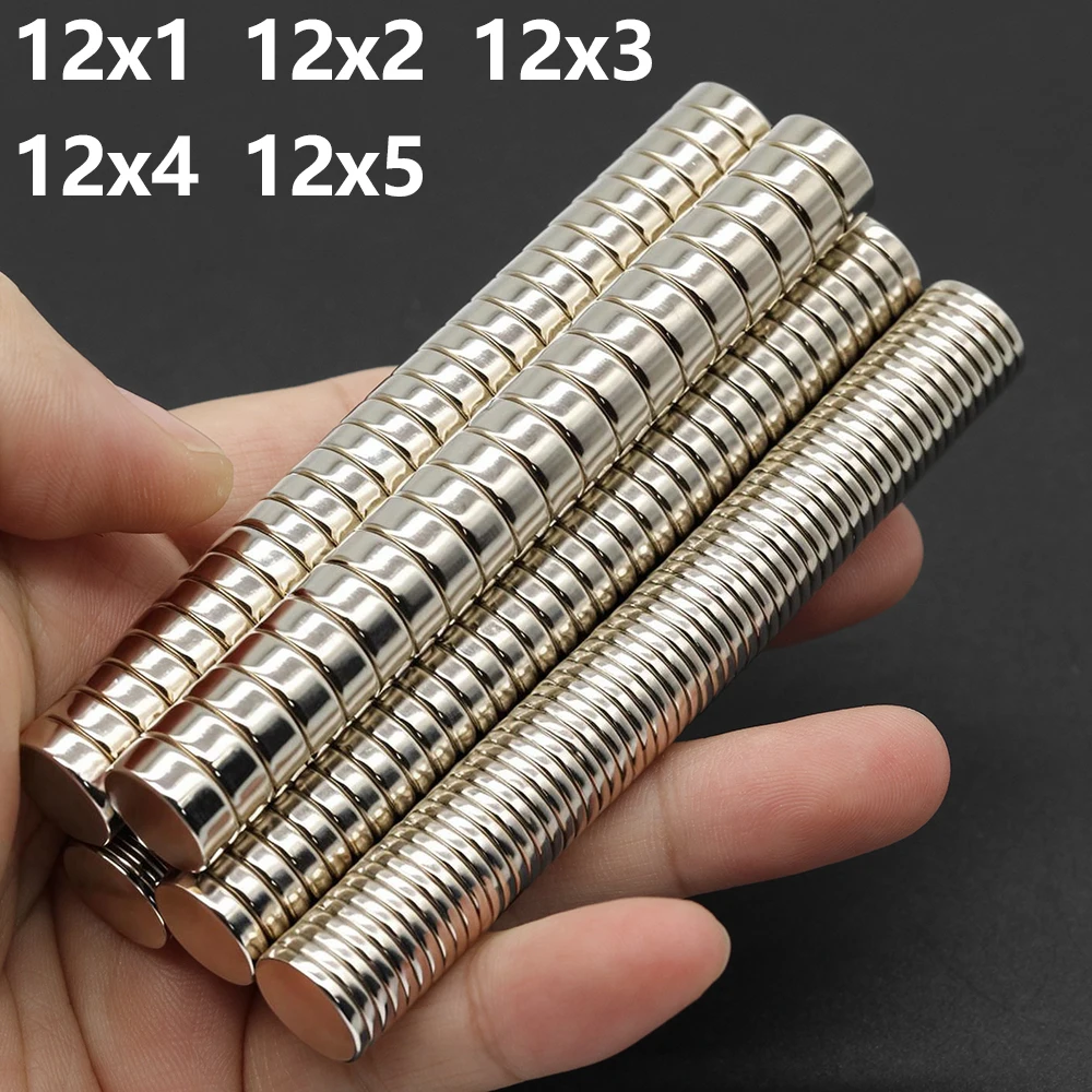 Powerful Neodymium Magnet  N35 NdfeB Permanent Magnetic imanes Round Super Strong Fridge Magnets DIY 12x1 12x2 12x3 12x4 12x5mm