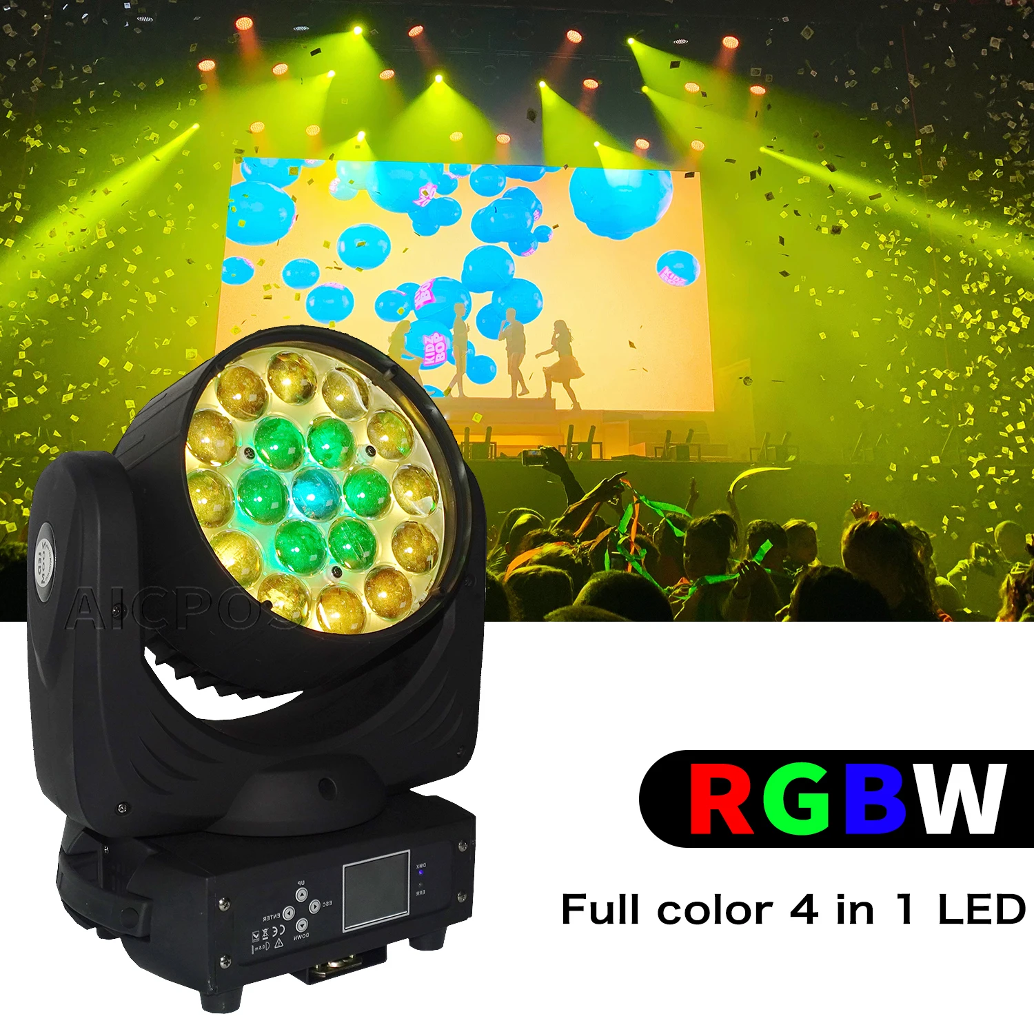 4Pcs/Lots 19x15W RGBW Moving Head Light LED Zoom Stage Light DMX Control DJ Disco Equipment Bar Dance Floor Lighting