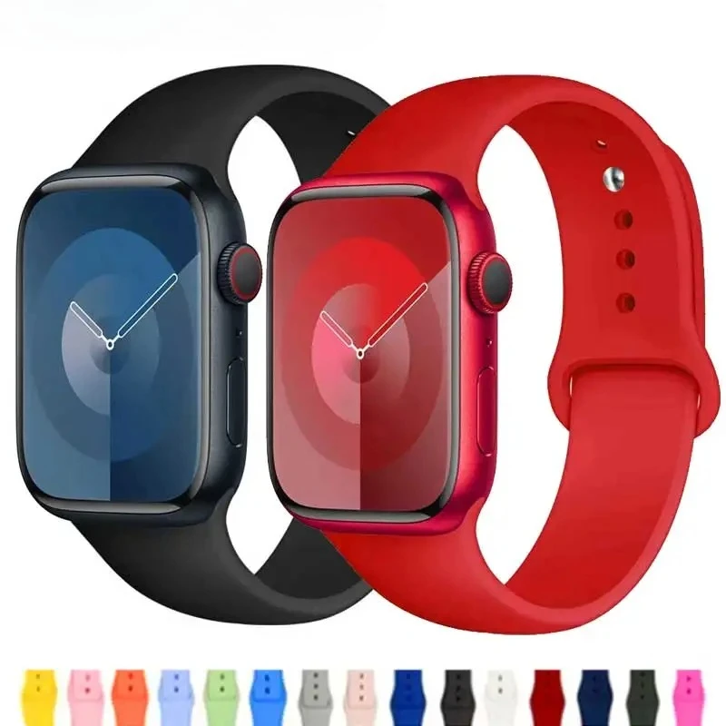 Pulseira de silicone para apple watch, pulseira esportiva de 44mm 45mm 40mm 41mm 42-38mm 45 mm série iwatch 8 7 6 5 4 3 se 9 ultra 2 49mm