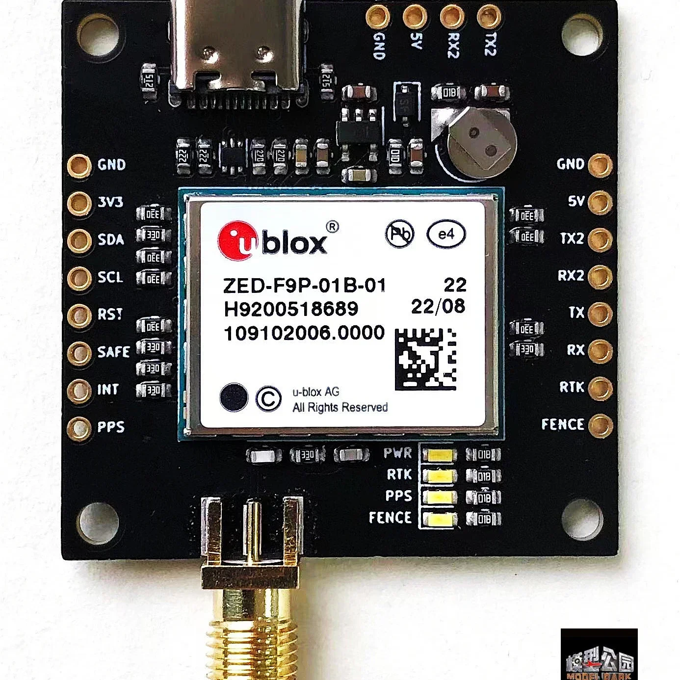 Scheda di sviluppo della scheda GPS di posizionamento differenziale UAVs RTK di precisione Ublox ZED-F9P personalizzata