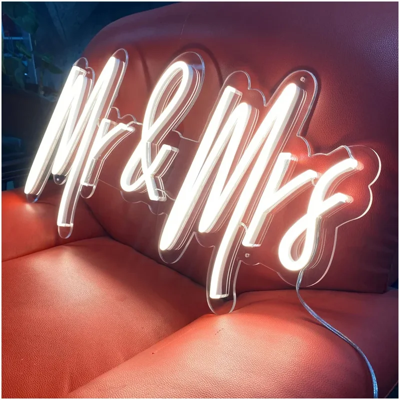 

Mr and Mrs Neon Sign Custom Led Neon Light Sign for Wedding Marriage Memorial Day Decoration Decor Love Party Night Lights
