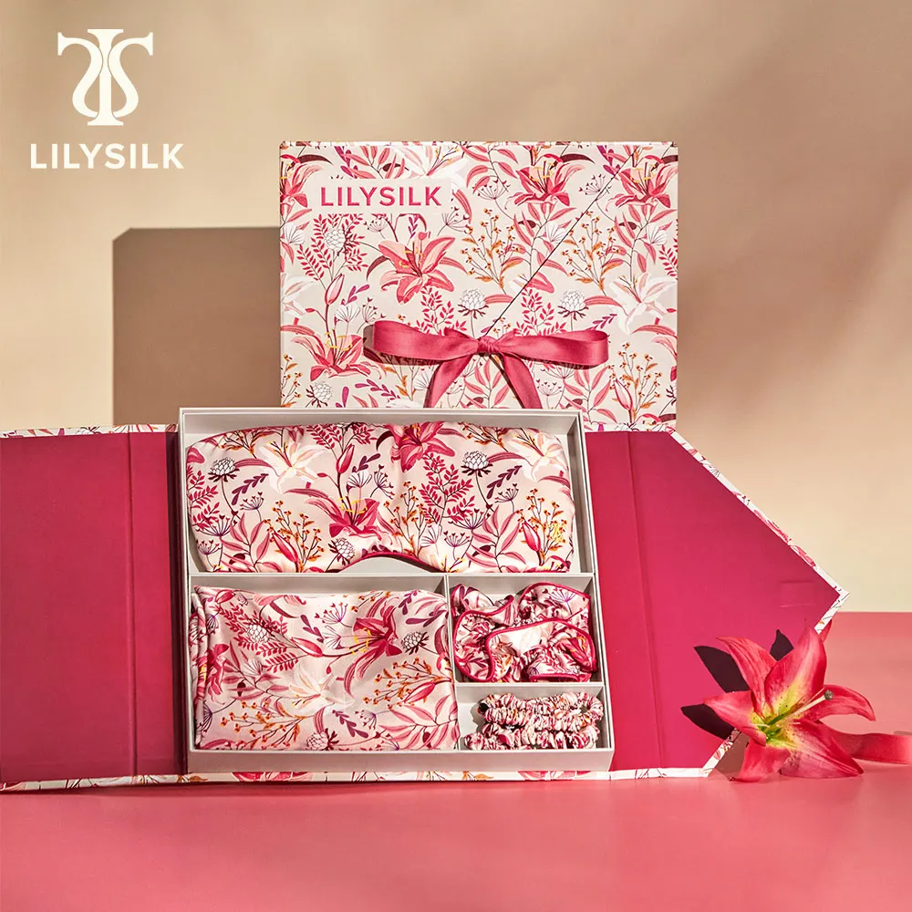 

LILYSILK Silk Gift Box New Floral Print Set of 6 Pcs Dreamer Design 19 Momme Zipper Closure Pillowcase Free Shipping