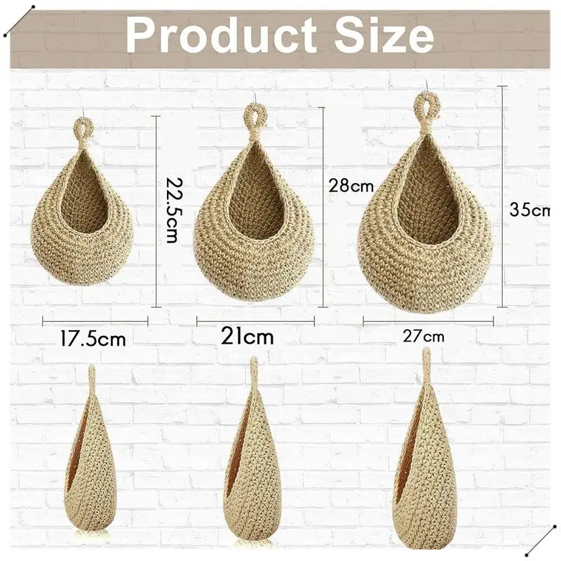 Handwoven Boho Wall Hanging Basket For Fruit Vegetable Hanging Baskets Storage Organizer Decorative Hanging Wall Basket Durable