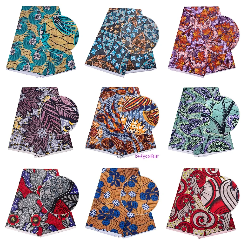 

Golden Wax Fabric Kente 100% Polyester African Wax Prints Pagne Nigeria Ghana Tissu for Women Sewing Dress Loincloths