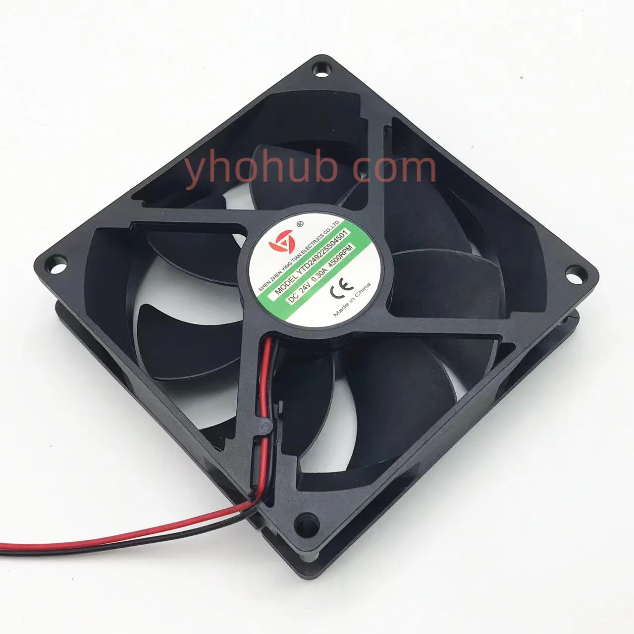 YTD249225S04501 4500RPM DC 24V 0.30A 92x92x25mm 2-Wire Server Cooling Fan