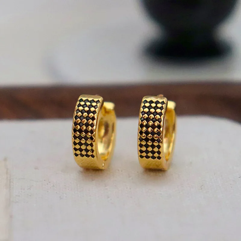 

Women's New Fashion Hoop Earrings Black Zircon Light Luxury Simple Versatile Earrings Party Classic Exquisite Jewelry Charms