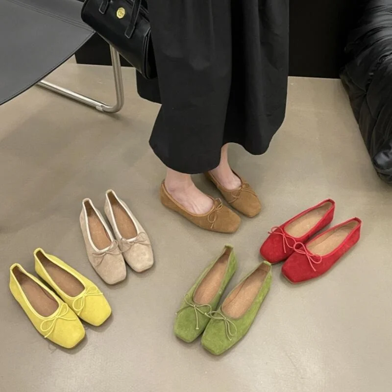 2024 Autumn Retro Women Slip On Ballet Flat Shoes Fashion Shallow Butterfly Footwear Ladies Comfort Soft Sole Moccasins Shoes