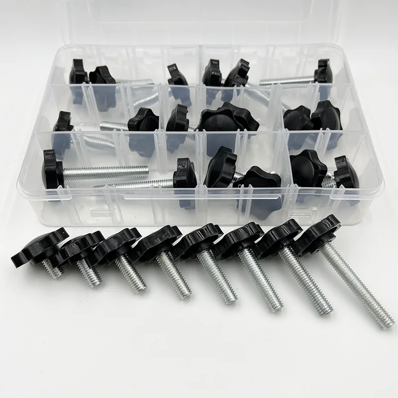 M5 M6 M8 Sternform Gewinde Klemmgriff Bolzen Bakelit Handknopf Anziehschraube Industrieausrüstung Kunststoff Stahl Set – Detail 12