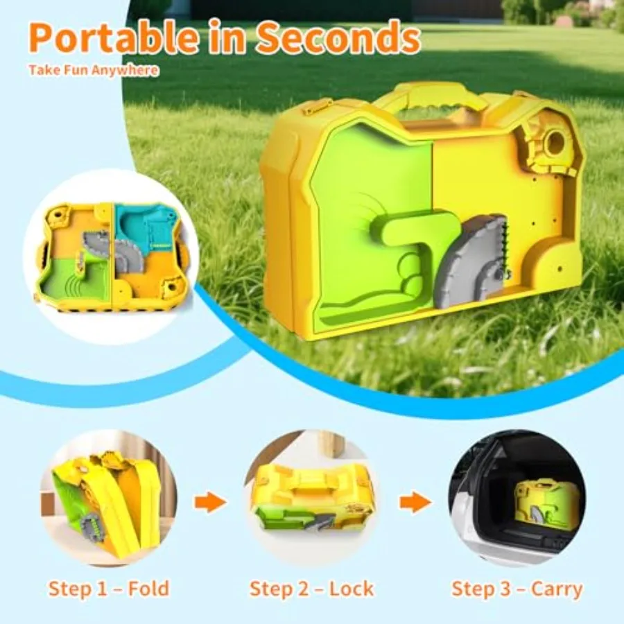 Caixa de areia de construção com 4 caminhões e areia água playfoldable design portátil praia e quintal brinquedo para idades de 312 para fora