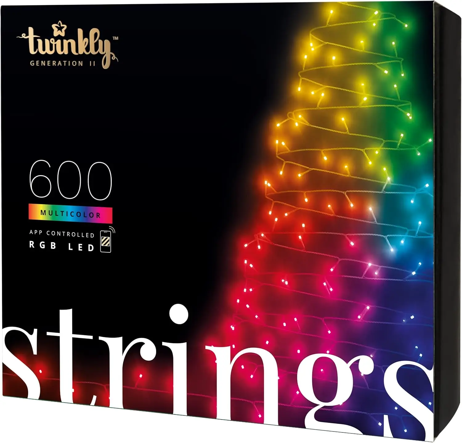 Strings – App-Controlled LED Lights String with 600 RGB (16 Million Colors) LEDs. 157.5 feet. Green Wire. Indoor and Outdoor Sma