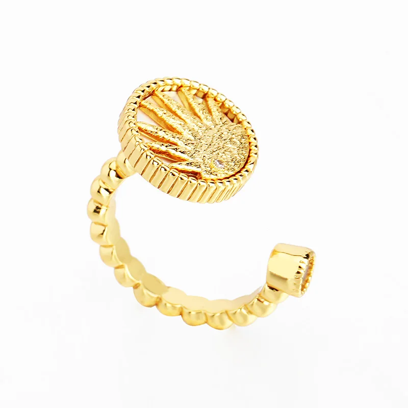 VAROLE Round Pattern Shell Rings For Women Fashion Jewelry Anillos Mujer Gold Color Ring Friends Gift
