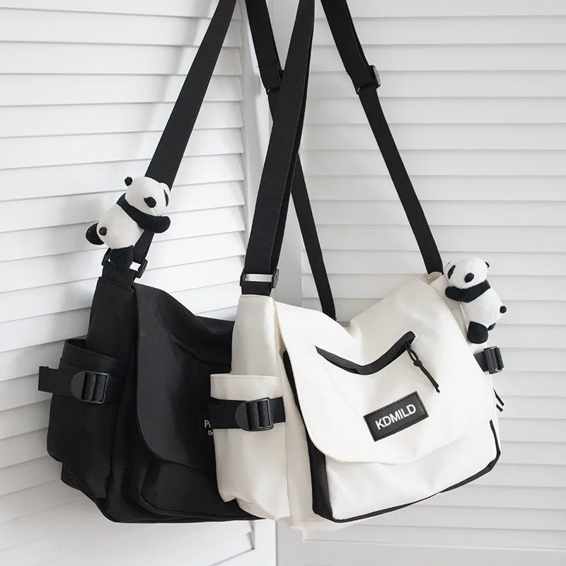 Męskie torby na ramię Harajuku wodoodporne płócienne torby Crossbody nastoletnie chłopcy torba szkolna na ramię