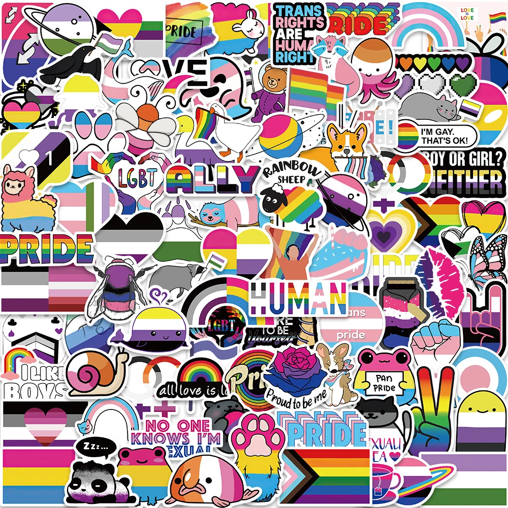 

100pcs LGBTQ Sticker Rainbow Lesbian Bisexual Pansexual Transgender Stickers for Laptop Graffiti Vinyl Decals Sticker Toys