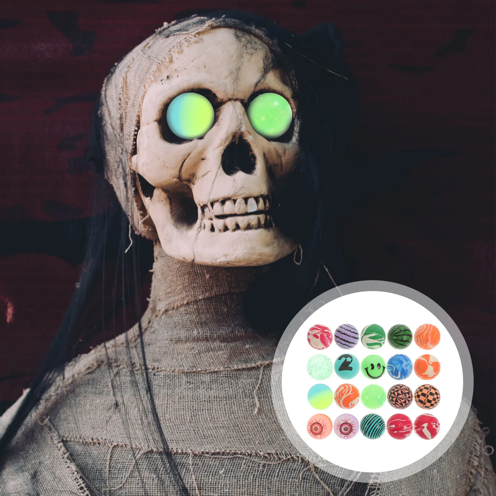 

20pcs Bounce Ball Colorful Elastic Jumping Balls For Kids Bouncy Playing Eye Pattern Fun Gift Party Favors Activity Kids