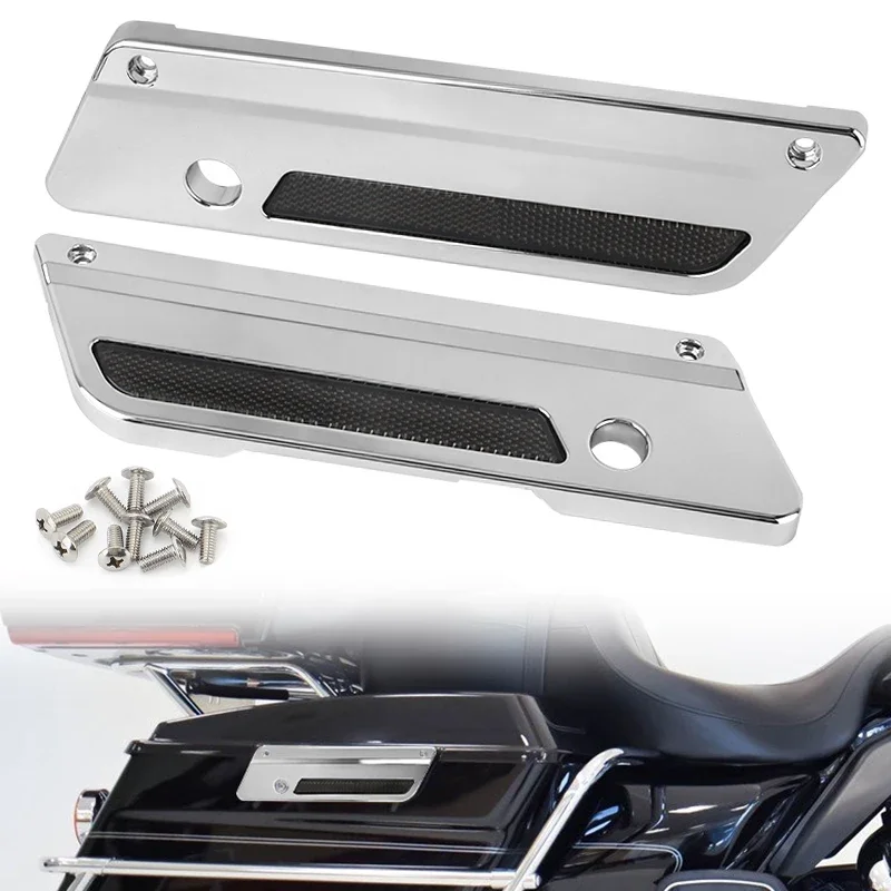 

Chrome Motorcycle Hard Saddlebag Latch Cover Reflectors For Harley Touring Electra Street Glide Road King FLH FLT FLHR 93-13