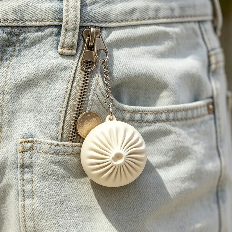 3D Printed Bun Keychain Cute Bun Bag Pendant White Mini Food Decor Bag Backpack Charms Daily Accessory Pendant Only