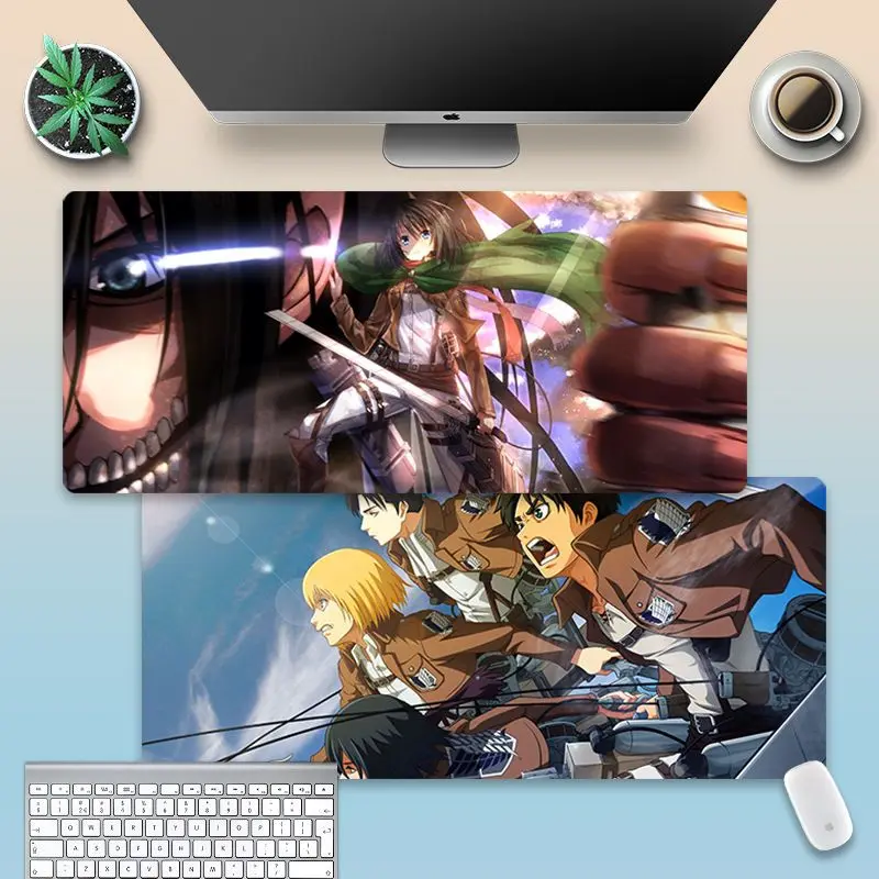 Attack on Titan mouse pad gamer XXL mouse mat anime gaming accessories Eren Yeager mousepad