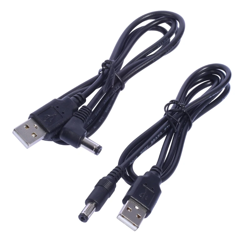 Versatile USB to DC5.5 2.1mm Charging Wire Perfect for Speakers, Attendance Machines, and More Straight/Angled Plug