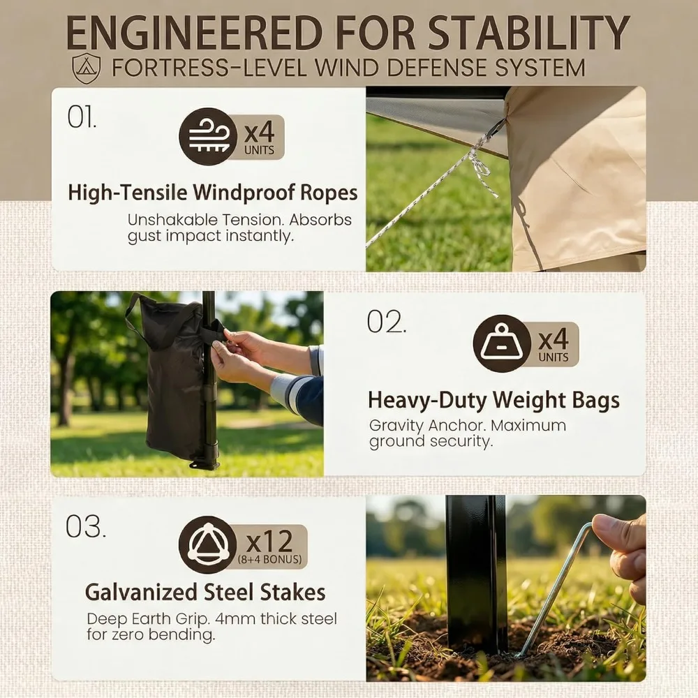 

11x11 Pop Up Gazebo with Mosquito Netting, Easy 1-Person Setup, Water-Resistant Backyard Canopy, Customized