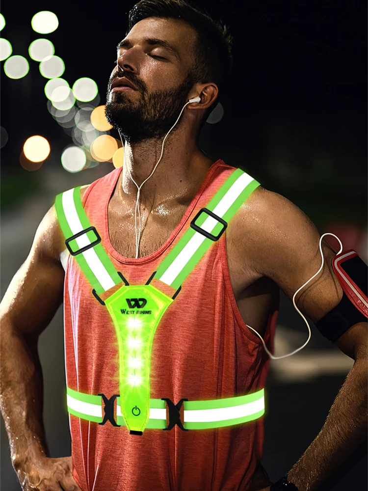 AliExpress West Biking WEST BIKING Cycling Reflective Safety Vest Electric Scooter Flashing Vest USB Rechargeable LED Vest Running Jogging Fishing