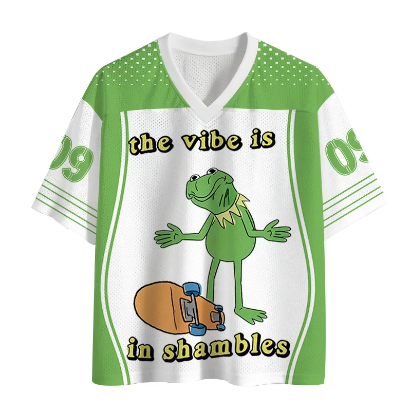 2026 UFO Cat & Frog Meme Football Jersey Bundle,4 Styles V-Neck Halloween Graphic Tee Y2K Unisex Streetwear Short Sleeve Top