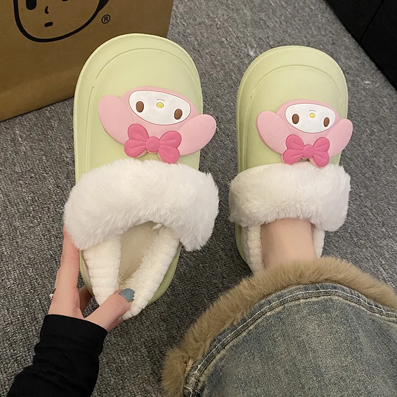 

Детские хлопковые тапочки Cinnamoroll, модная зимняя милая прочная съемная обувь Kawaii для дома и улицы, детская обувь