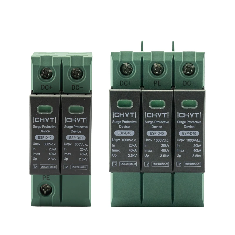 3 uds CHYT protección relámpago 2P 3P 2 3 polos Spd 20Ka 40Ka 1000V CC Solar Pv Dc dispositivo de protección contra sobretensiones