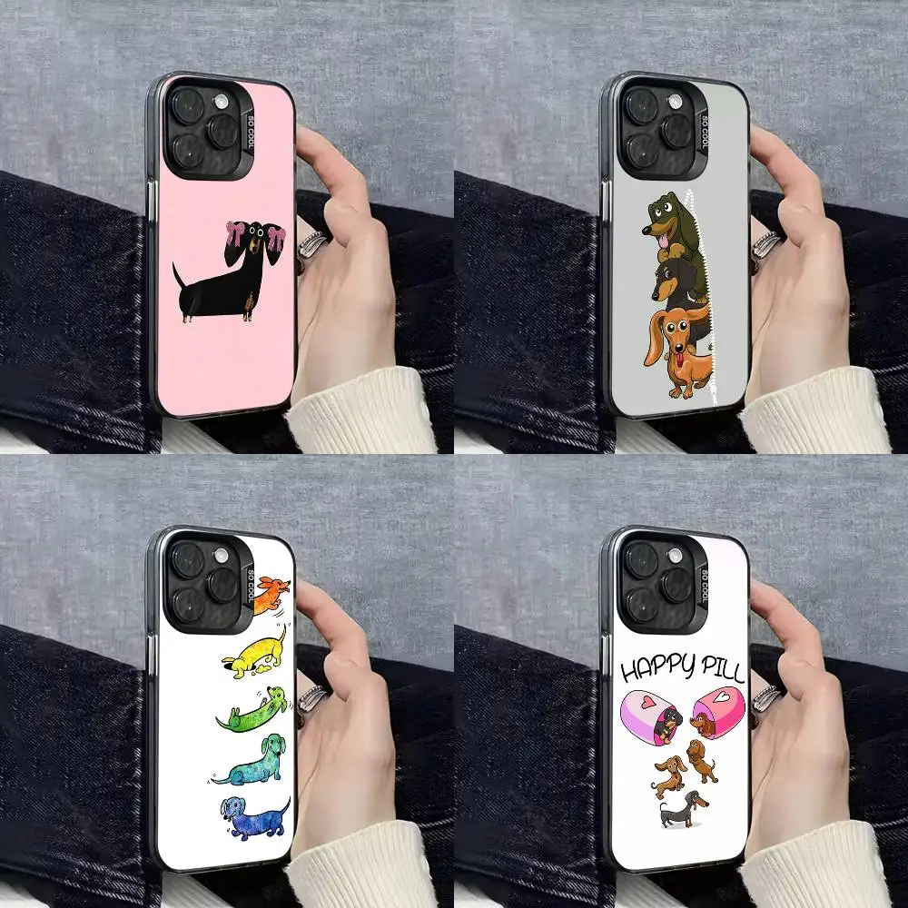 

Funny Sausage Dog Dachshund Phone Case For iPhone 17,16,15,14,13,12,11,Pro,Max,Plus,E,SE4,Air,Mini Black IMD Cover