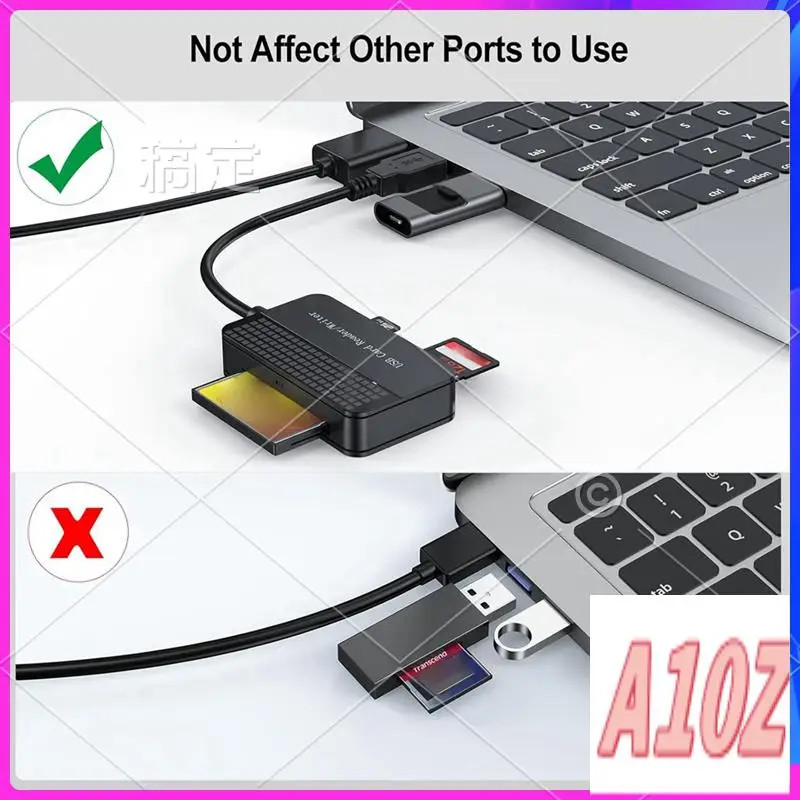 0Z-Reader 4-In-1, TF SD MS CF Card Reader Multi Card Adapter External For Computer Camera USB C & USB 3.0 Interface Durable