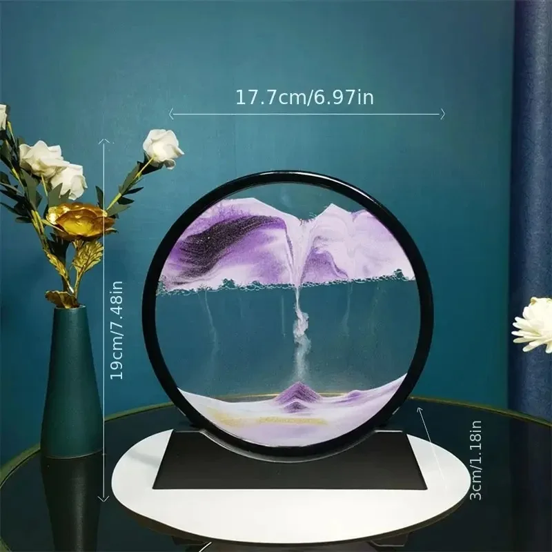 3D Hourglass Quicksand Moving Sand Art Picture Round Glass Deep Sea Sandscape Craft Flowing Painting Office Home Christmas Gift