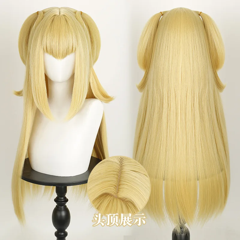Synthetic Long Blonde Twin Tails Cosplay Wig for Mi-sa Inspired Anime Costume Party Heat Resistant Fiber Hair