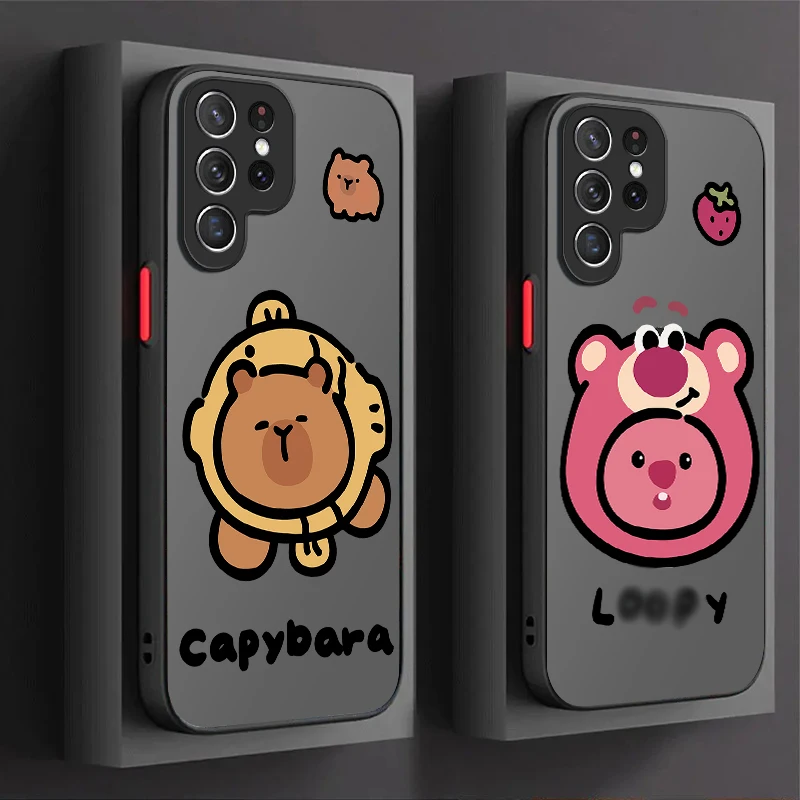 Cute Cartoon L-Loopy Capybara Case For Samsung Galaxy S24 S23 S22 Ultra S21 S20 FE S10 Plus A15 A25 A35 A55 5G Note 20 10 Cover