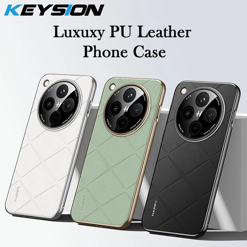 KEYSION Luxury Grid Pattern PU Leather Case for OPPO Find X8 Pro Plating Hard PC Shockproof Phone Back Cover for OPPO FindX8 Pro