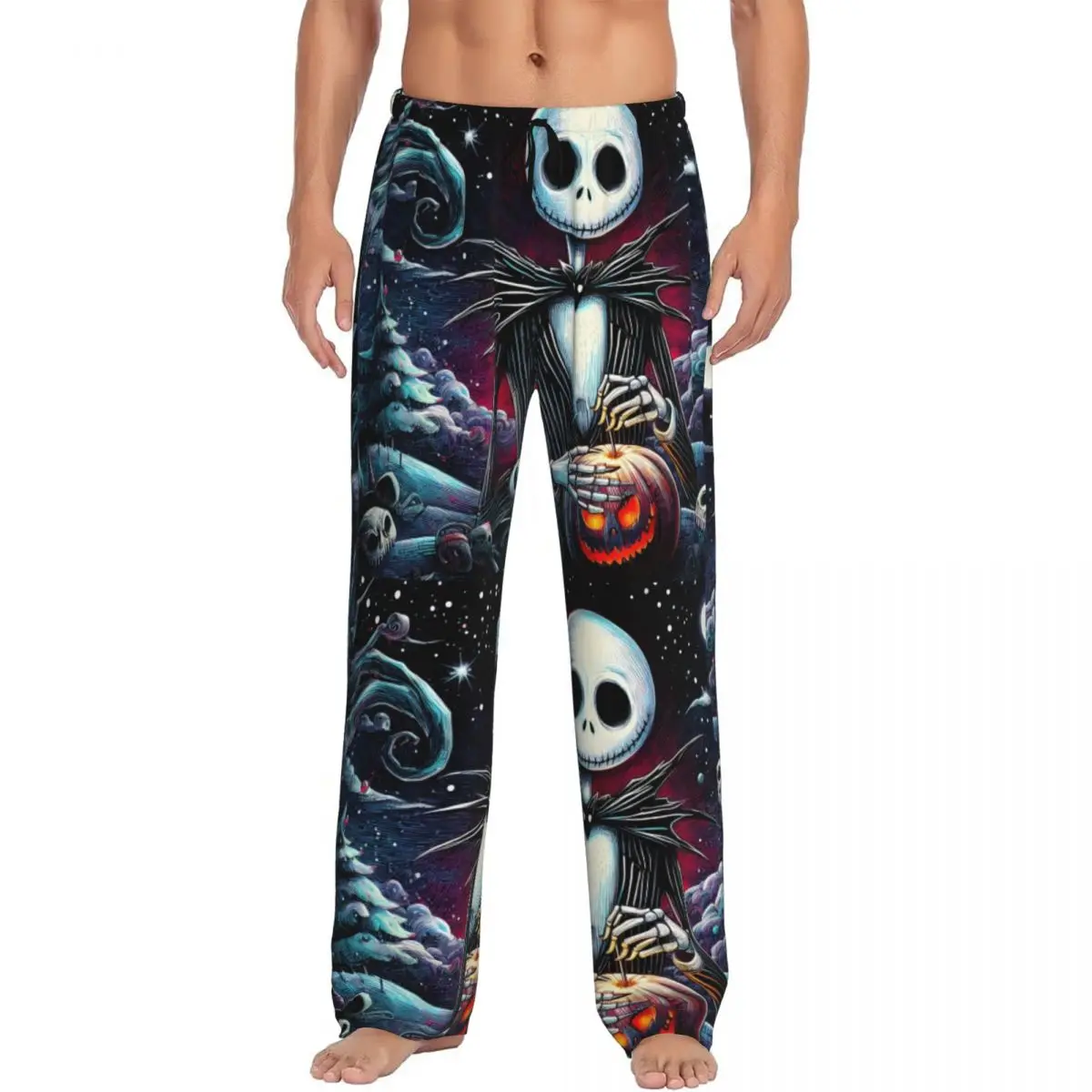 Custom Print The Nightmare Before Christmas Pajama Pants Men\'s Jack Skellington Art Sleep Sleepwear Bottoms with Pockets