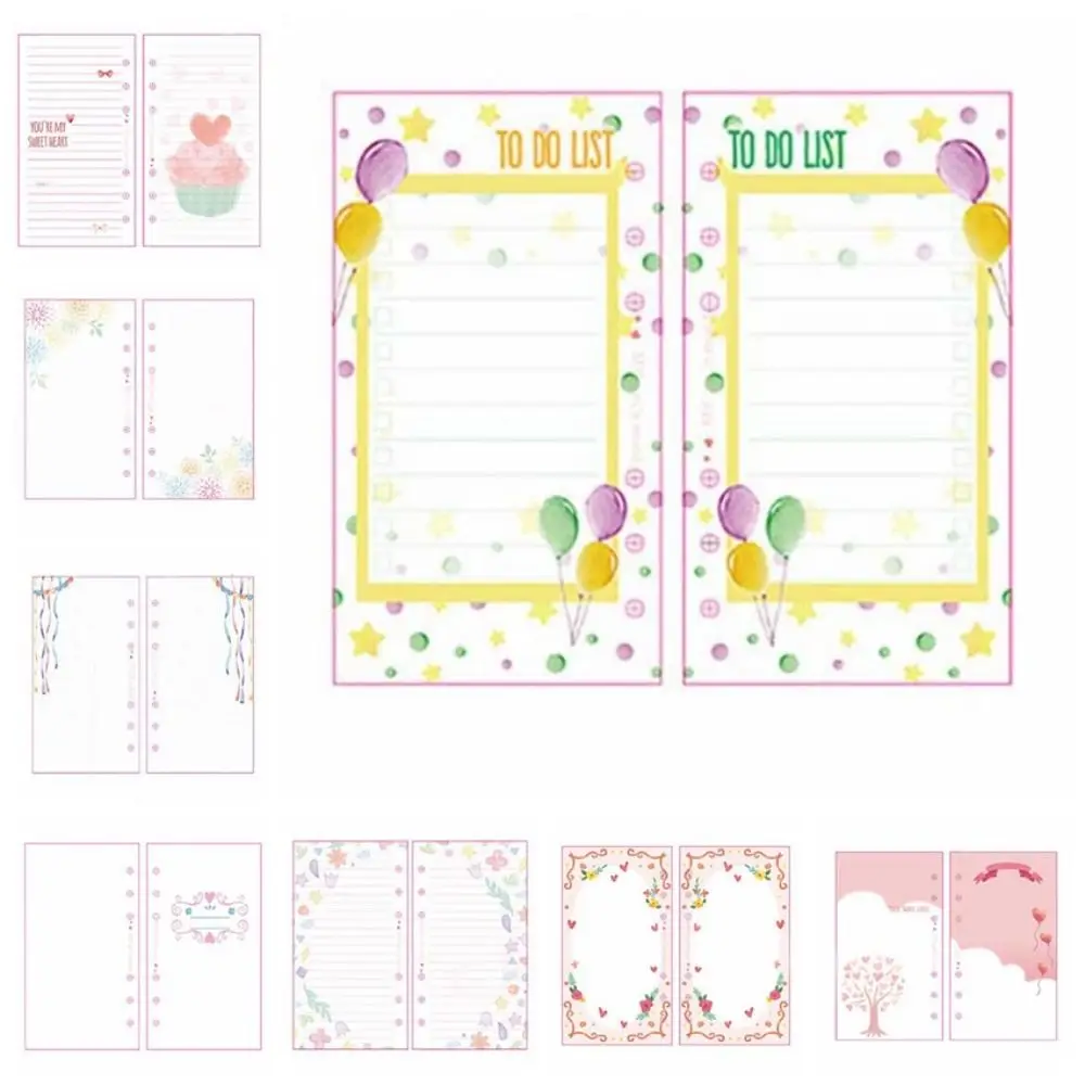 101Sheet A5 A6 A7 Loose-Leaf Refill Paper Flower 6-hole Inner Refill Spiral Binder Paper To Do List Line Grid